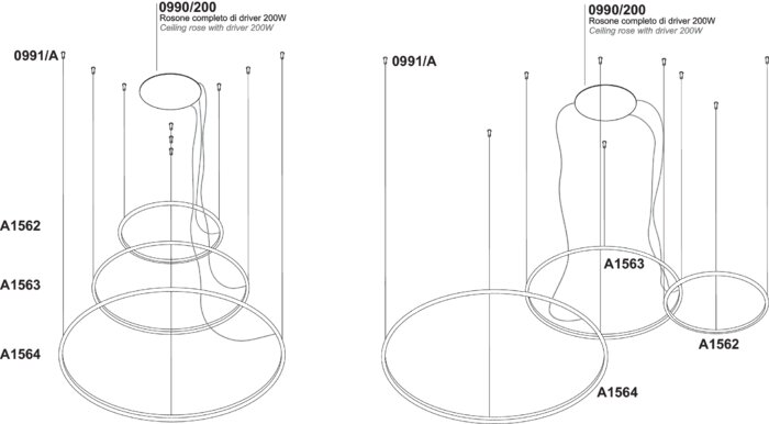 Exemples de compositions avec des kits de montage pour une seule lampe