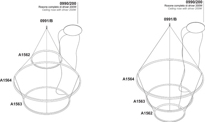 Exemples de compositions avec kit de fixation de 3 lampes
